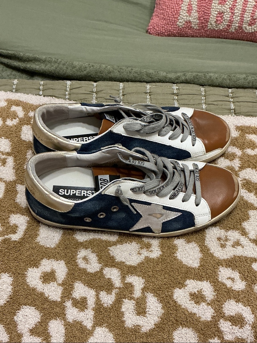 Golden Goose Men’s Low-Top Sneakers in Navy, Brown & White